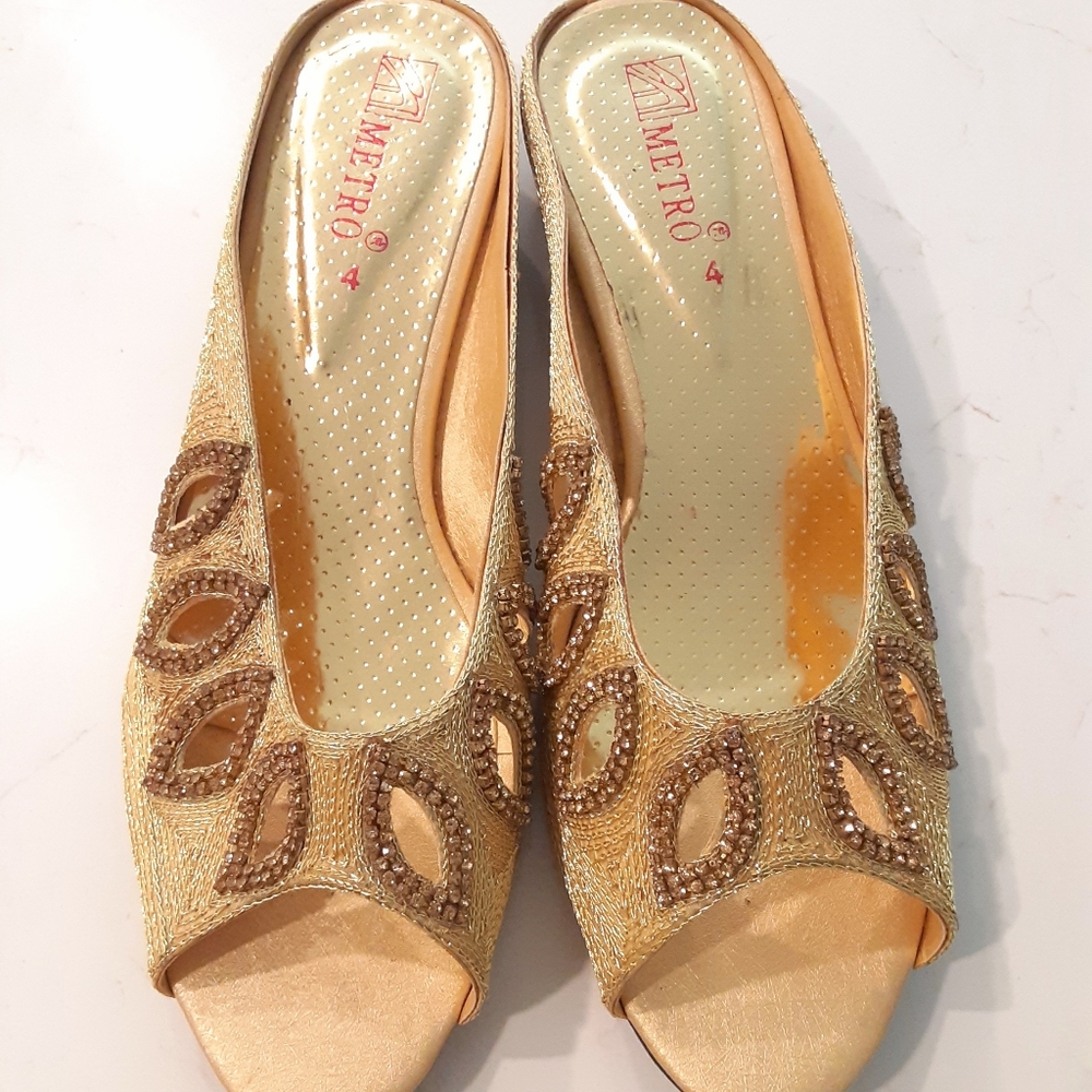 Gold open toed sandals